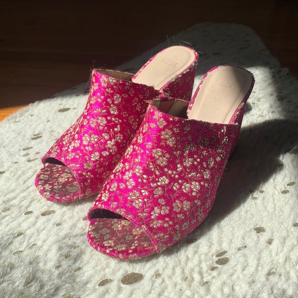 ASOS block heel floral mules - Picture 1 of 2